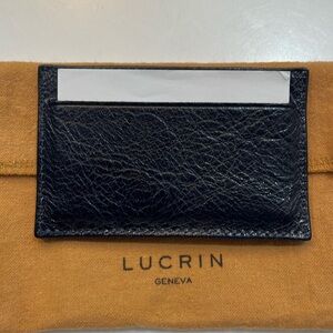LUCRIN GENEVA SWISS LEATHER LUXURY NOTE CADDY/CARD STORAGE BLACK BRAND NEW/Pouch